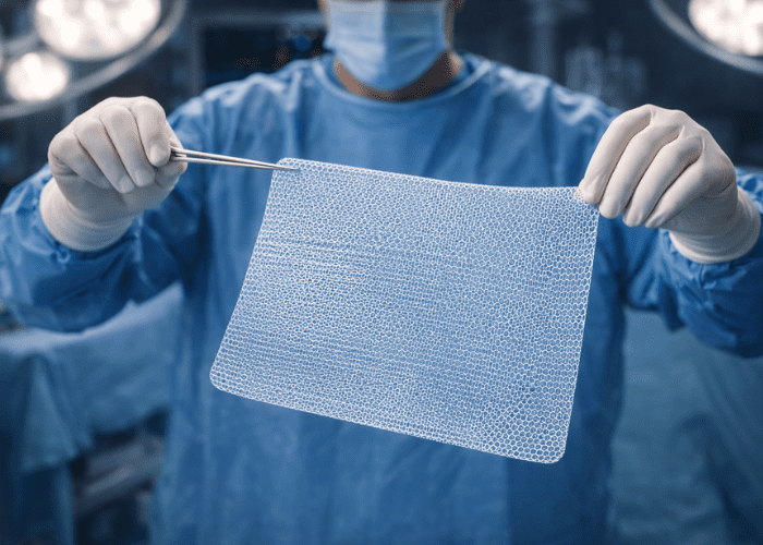 Profissional de saúde segura modelo anatômico de rim humano, destacando estruturas internas em demonstração educativa.