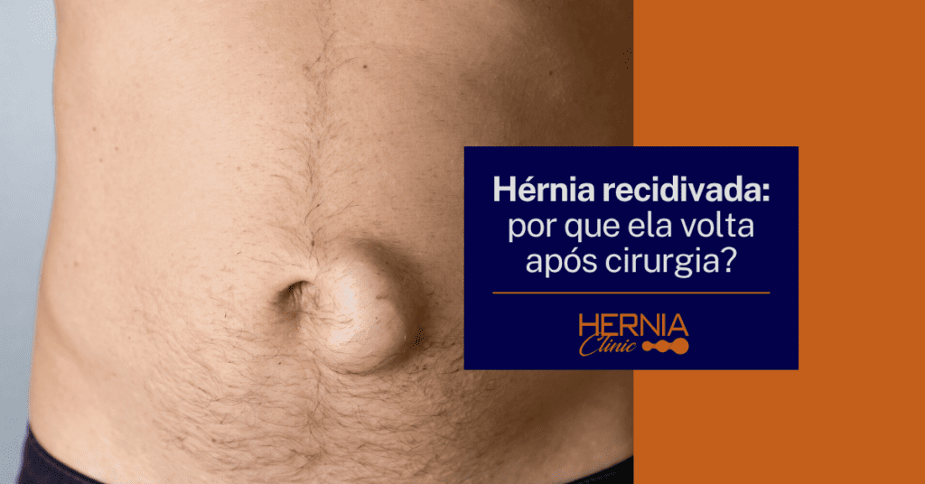 Pessoa toca a região abdominal com expressão de desconforto, sugerindo dor ou possível recorrência de problema na área.